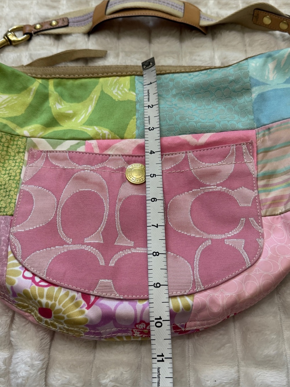 Coach Y2K 90’s Patchwork Shoulder Bag ~ Signature Print Crescent Hobo Vintage - Picture 10 of 12